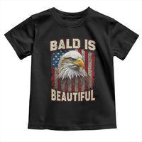 American Flag Bald Eagle Toddler T Shirt Bald Is Beautiful Retro 4th of July Independence Day - Wonder Print Shop