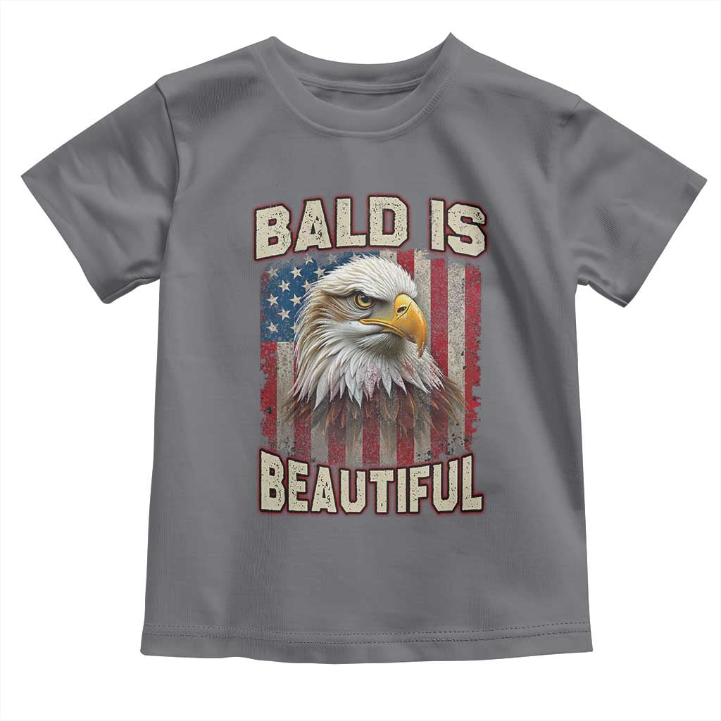 American Flag Bald Eagle Toddler T Shirt Bald Is Beautiful Retro 4th of July Independence Day - Wonder Print Shop
