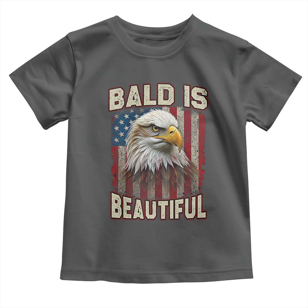 American Flag Bald Eagle Toddler T Shirt Bald Is Beautiful Retro 4th of July Independence Day - Wonder Print Shop