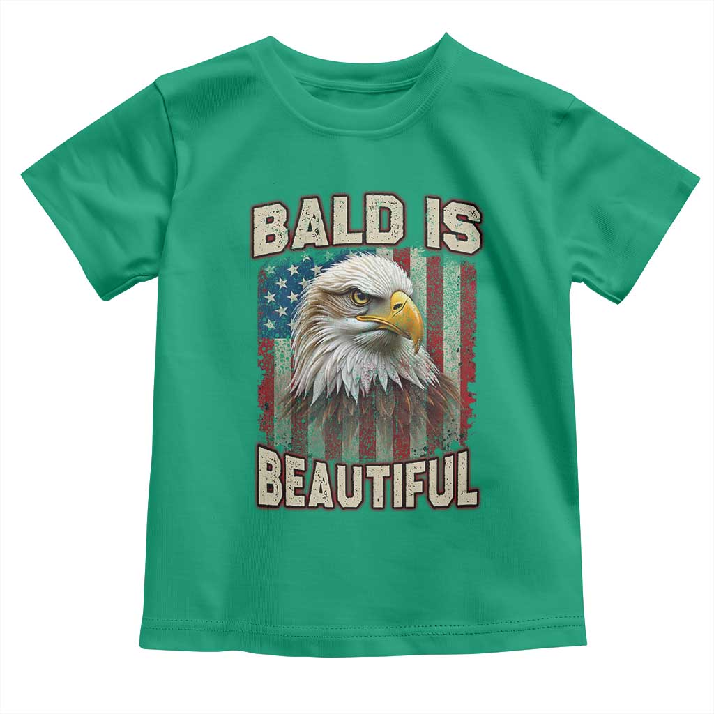 American Flag Bald Eagle Toddler T Shirt Bald Is Beautiful Retro 4th of July Independence Day - Wonder Print Shop