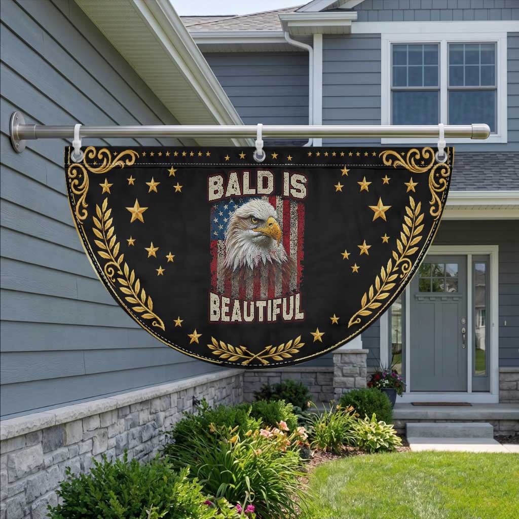 American Flag Bald Eagle Patriotic Fan Flag Bald Is Beautiful Retro 4th of July Independence Day