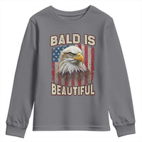 American Flag Bald Eagle Youth Sweatshirt Bald Is Beautiful Retro 4th of July Independence Day - Wonder Print Shop