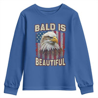 American Flag Bald Eagle Youth Sweatshirt Bald Is Beautiful Retro 4th of July Independence Day - Wonder Print Shop