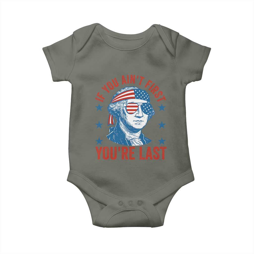 Funny 4th Of July Baby Onesie George Washington Stay Strapped Or Get Clapped - Wonder Print Shop