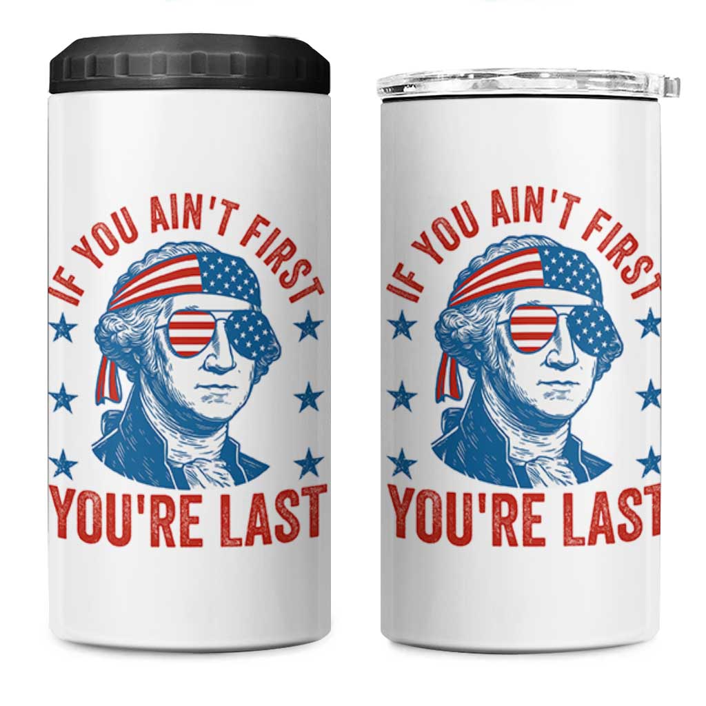 Funny 4th Of July 4 in 1 Can Cooler Tumbler George Washington Stay Strapped Or Get Clapped - Wonder Print Shop