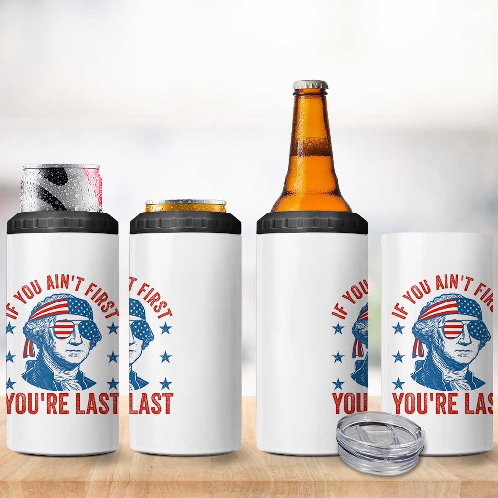 Funny 4th Of July 4 in 1 Can Cooler Tumbler George Washington Stay Strapped Or Get Clapped - Wonder Print Shop