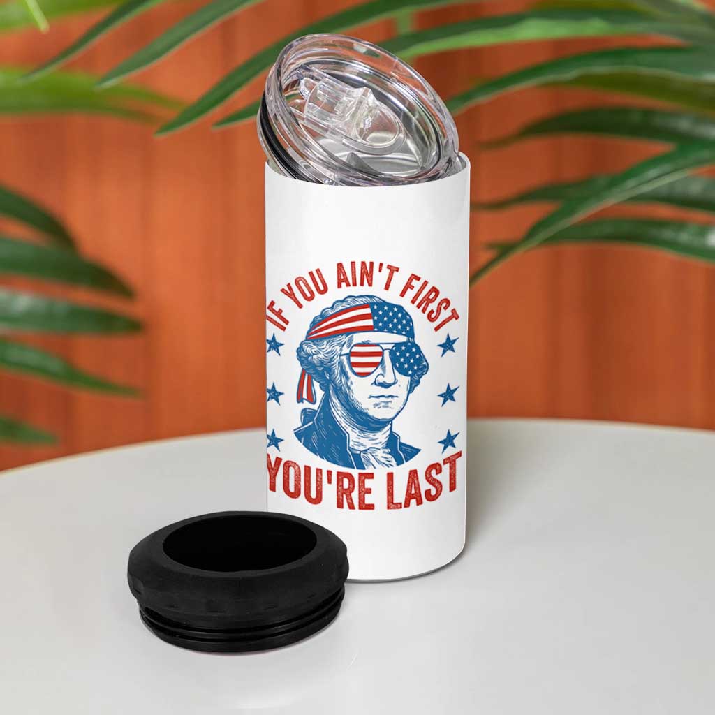 Funny 4th Of July 4 in 1 Can Cooler Tumbler George Washington Stay Strapped Or Get Clapped - Wonder Print Shop