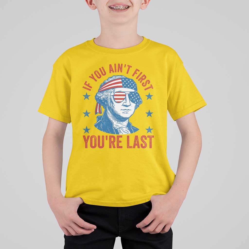 Funny 4th Of July T Shirt For Kid George Washington Stay Strapped Or Get Clapped - Wonder Print Shop