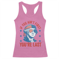 Funny 4th Of July Racerback Tank Top George Washington Stay Strapped Or Get Clapped - Wonder Print Shop