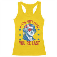 Funny 4th Of July Racerback Tank Top George Washington Stay Strapped Or Get Clapped - Wonder Print Shop