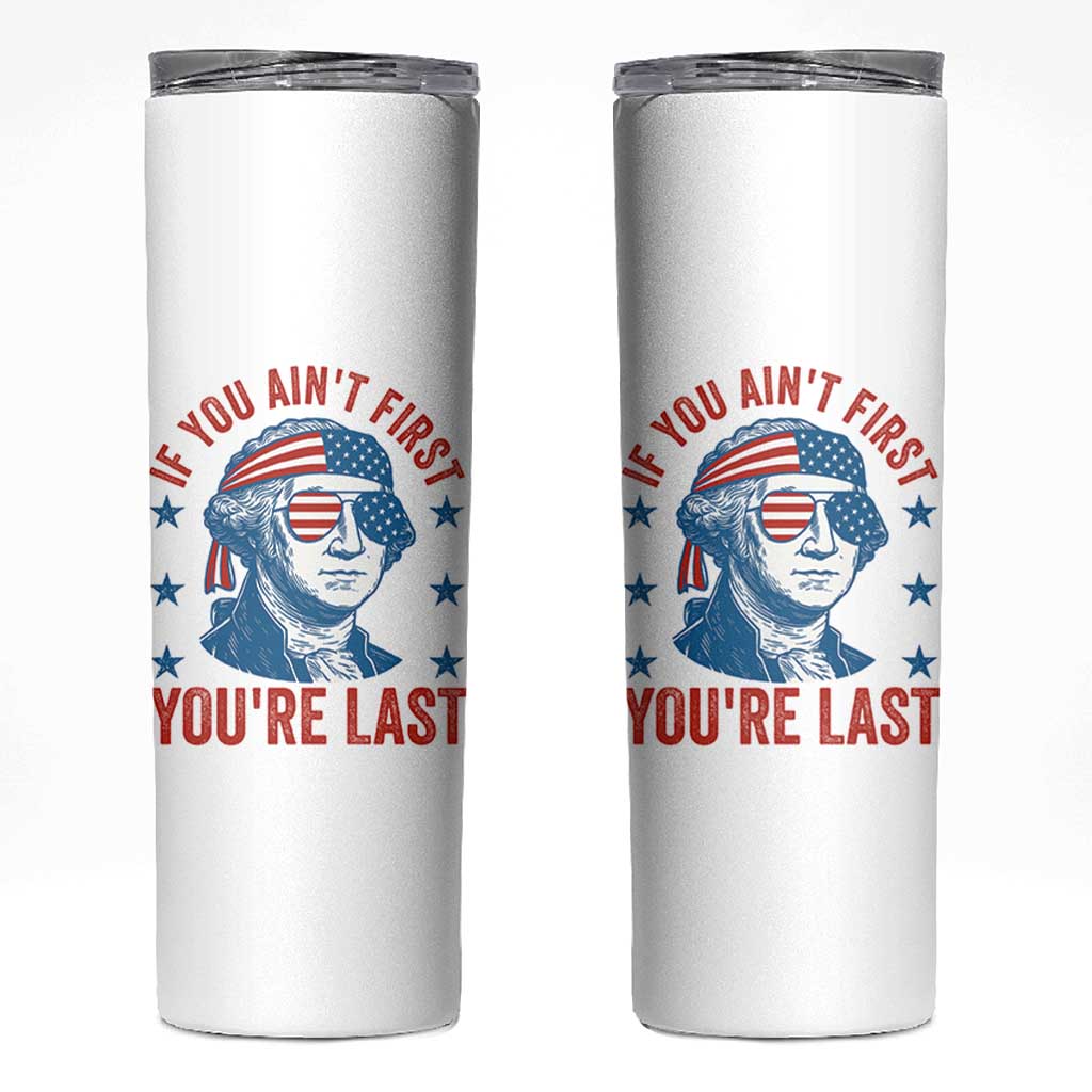 Funny 4th Of July Skinny Tumbler George Washington Stay Strapped Or Get Clapped - Wonder Print Shop