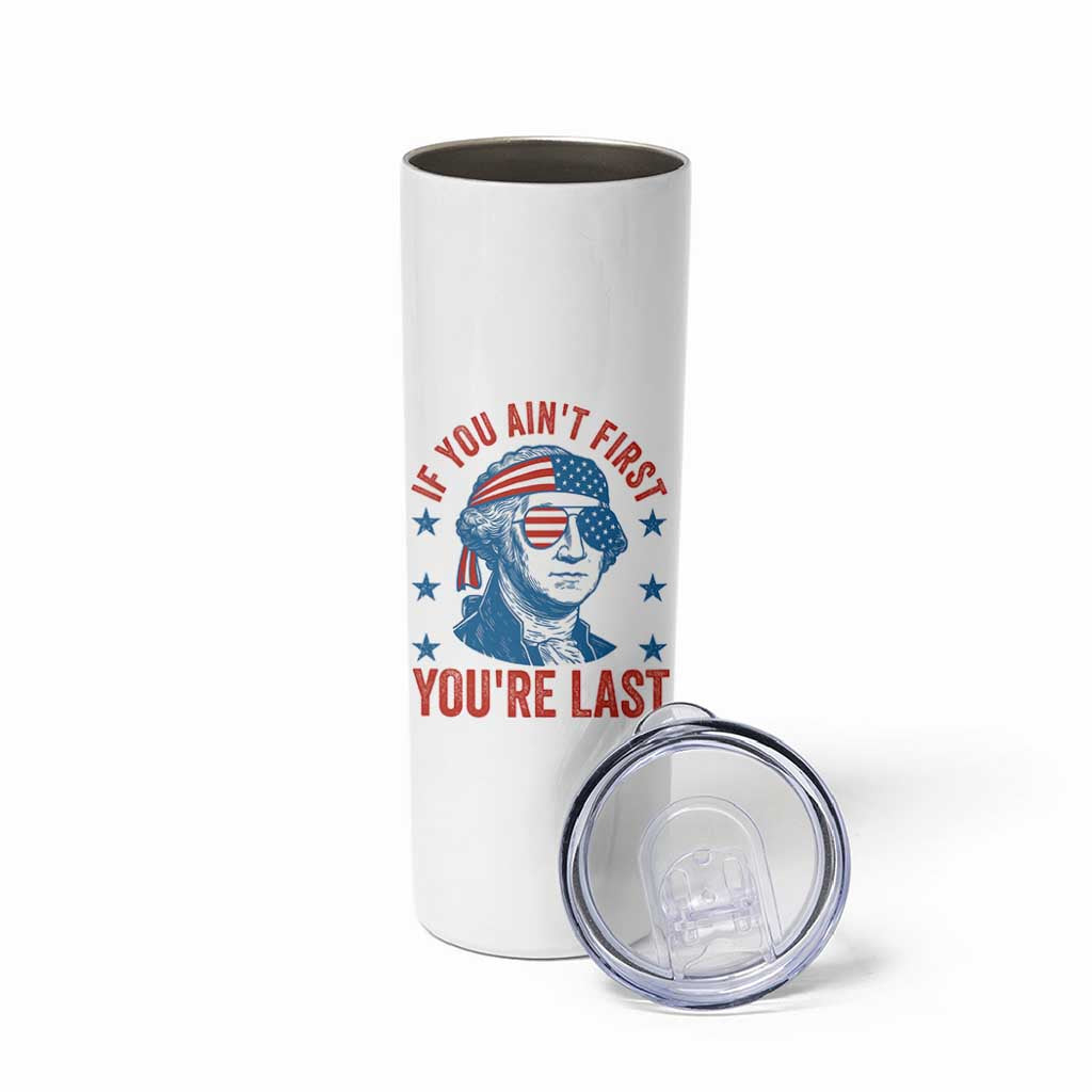 Funny 4th Of July Skinny Tumbler George Washington Stay Strapped Or Get Clapped - Wonder Print Shop