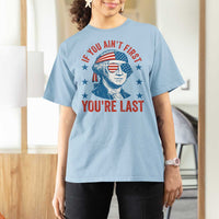 Funny 4th Of July T Shirt For Women George Washington Stay Strapped Or Get Clapped - Wonder Print Shop