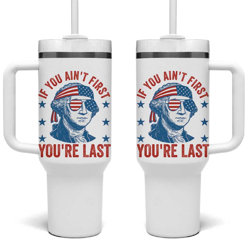 Funny 4th Of July Tumbler With Handle George Washington Stay Strapped Or Get Clapped - Wonder Print Shop