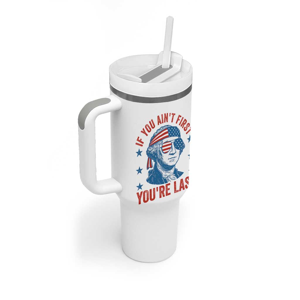 Funny 4th Of July Tumbler With Handle George Washington Stay Strapped Or Get Clapped - Wonder Print Shop