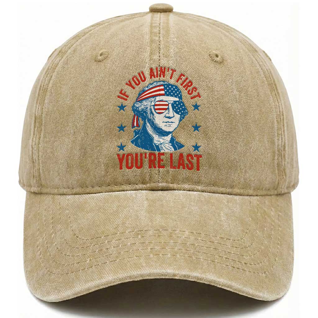 Funny 4th Of July Washed Cotton Baseball Cap George Washington Stay Strapped Or Get Clapped