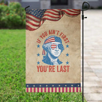 Funny 4th Of July Garden Flag George Washington Stay Strapped Or Get Clapped