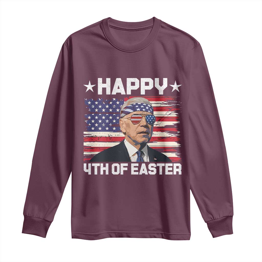 Joe Biden Happy Easter For Funny 4th Of July Long Sleeve Shirt USA American Flag - Wonder Print Shop