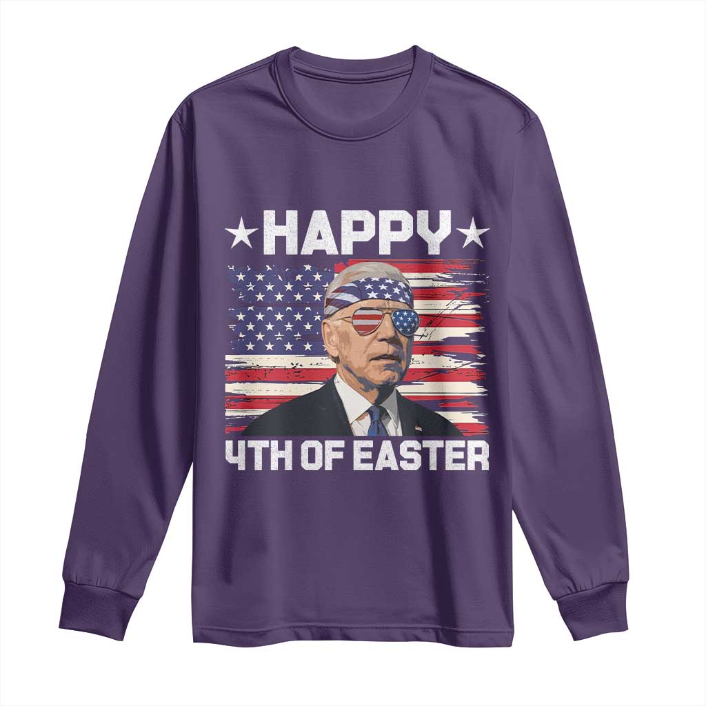 Joe Biden Happy Easter For Funny 4th Of July Long Sleeve Shirt USA American Flag - Wonder Print Shop