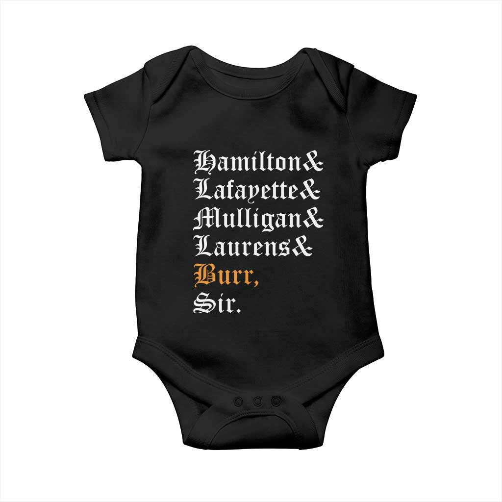Hamilton Laurens Lafayette Mulligan Burr, Sir Baby Onesie - Wonder Print Shop
