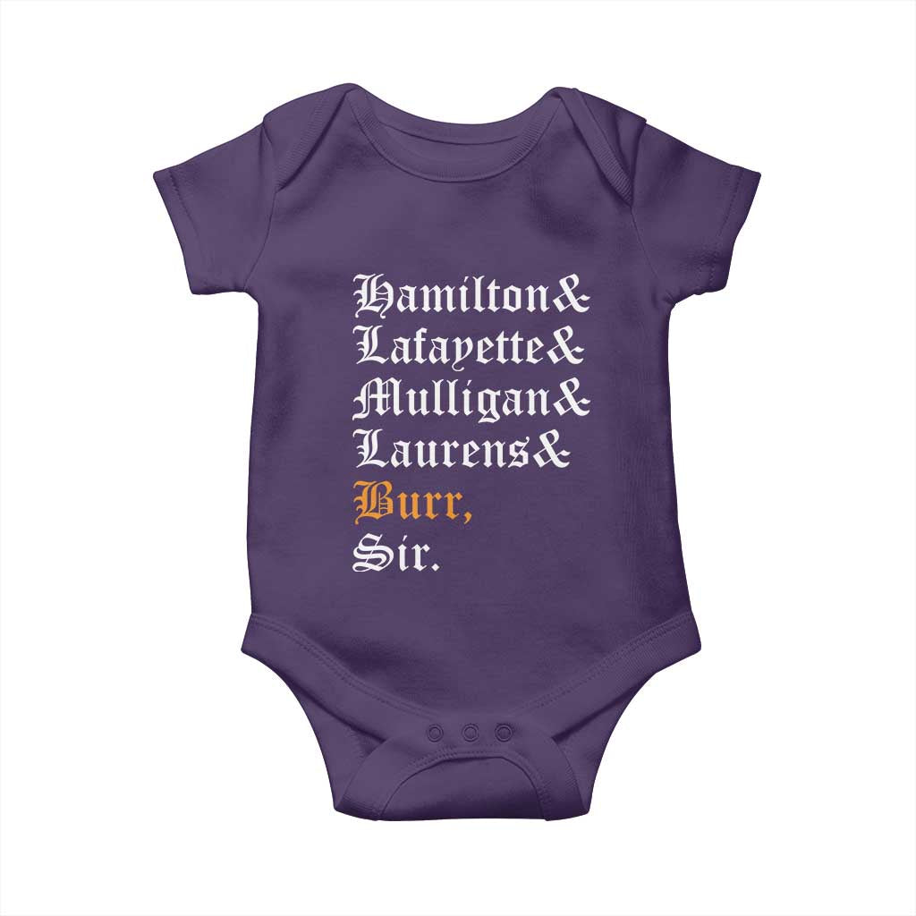 Hamilton Laurens Lafayette Mulligan Burr, Sir Baby Onesie - Wonder Print Shop