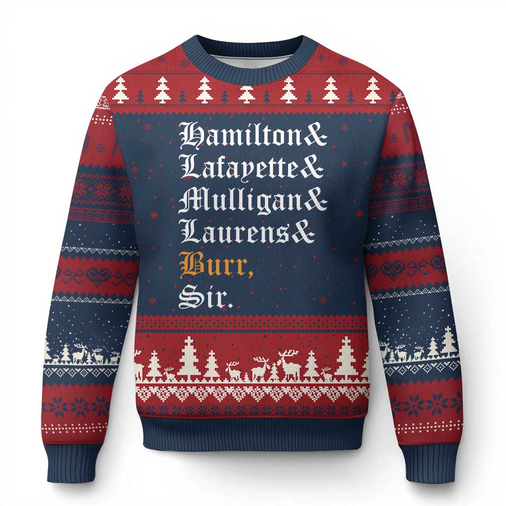 Hamilton Laurens Lafayette Mulligan Burr Sir Ugly Christmas Sweater - Wonder Print Shop