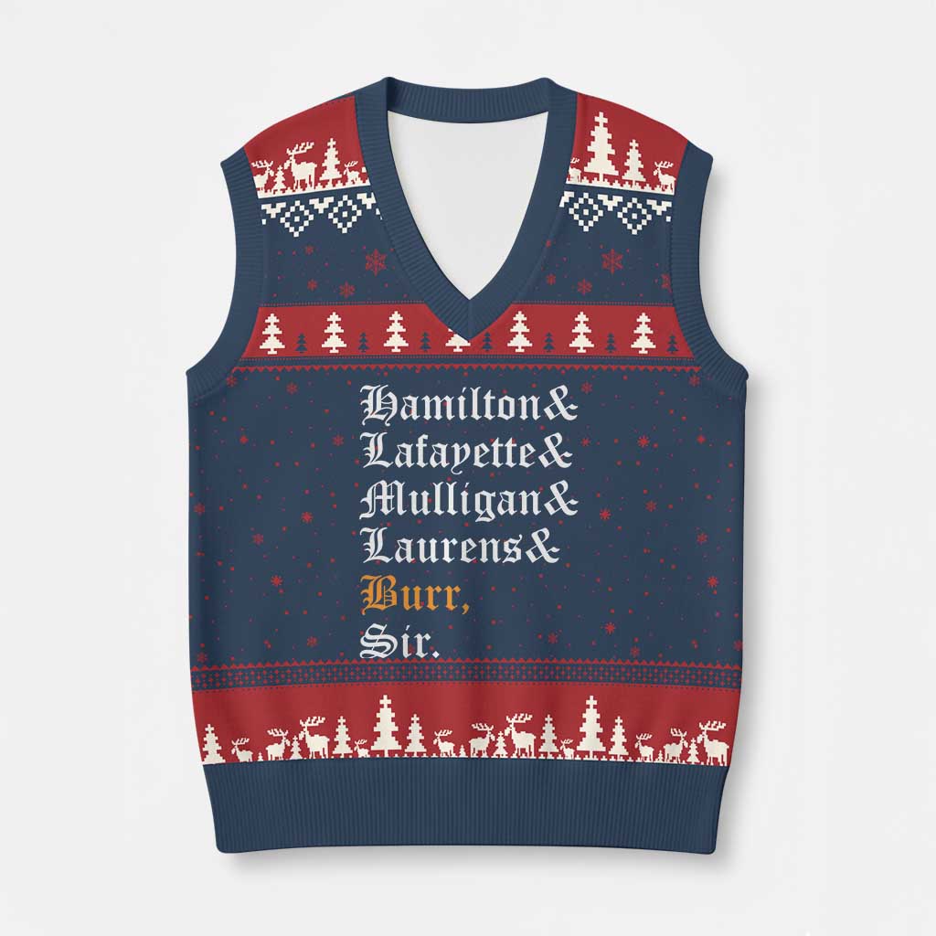Hamilton Laurens Lafayette Mulligan Burr Sir V-Neck Knit Sweater Vest - Wonder Print Shop