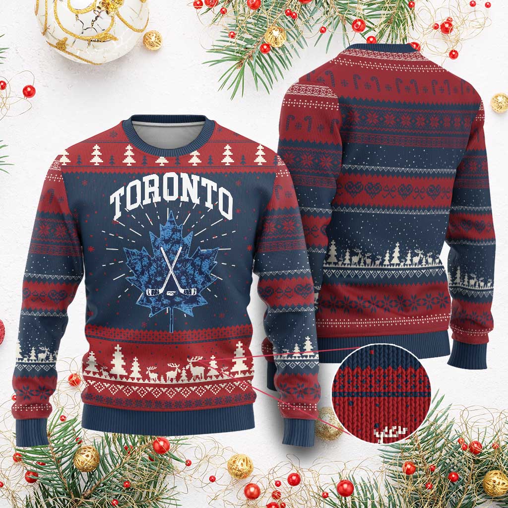 Vintage Canada Hockey Knitted Sweatshirt Maple Leafs - Wonder Print Shop