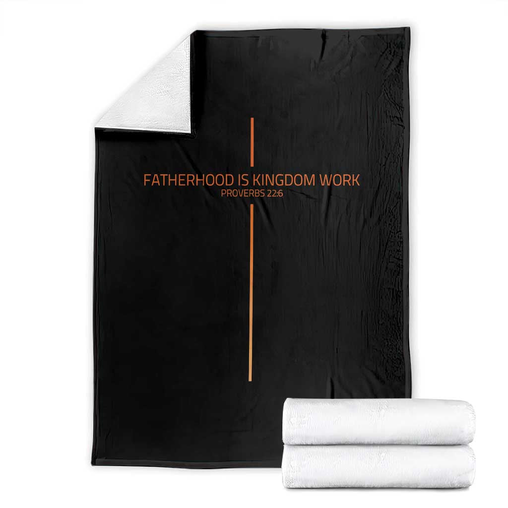 Fatherhood Is Kingdom Work Throw Blanket Vintage Christian Dad Cross