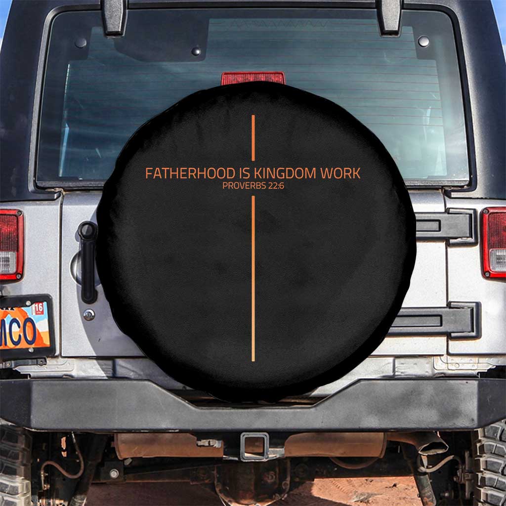 Fatherhood Is Kingdom Work Spare Tire Cover Vintage Christian Dad Cross