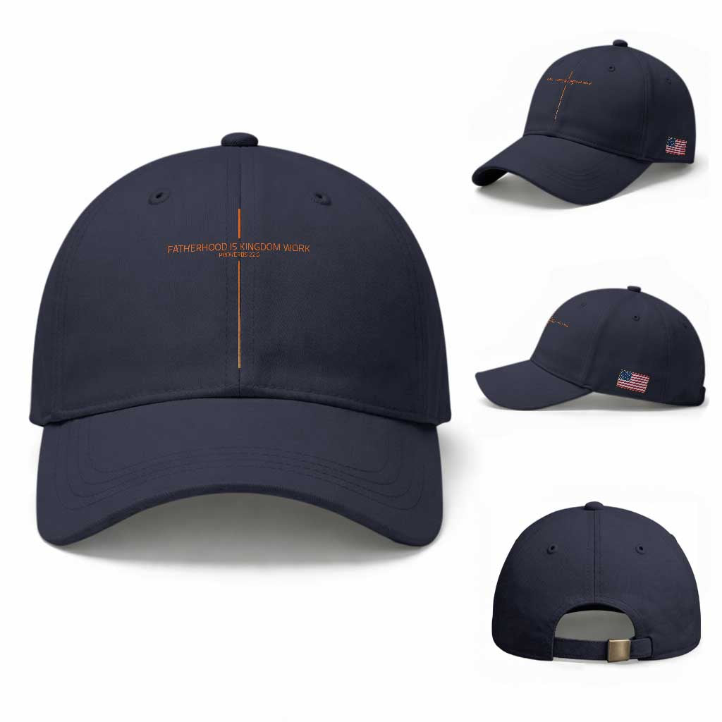 Fatherhood Is Kingdom Work Baseball Cap Vintage Christian Dad Cross