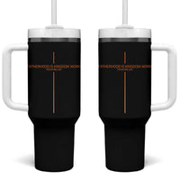 Fatherhood Is Kingdom Work Tumbler With Handle Vintage Christian Dad Cross
