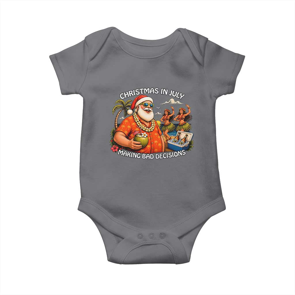 Funny Christmas in July Making Bad Decisions Baby Onesie Tropical Santa Hawaiian Summer Holiday Party