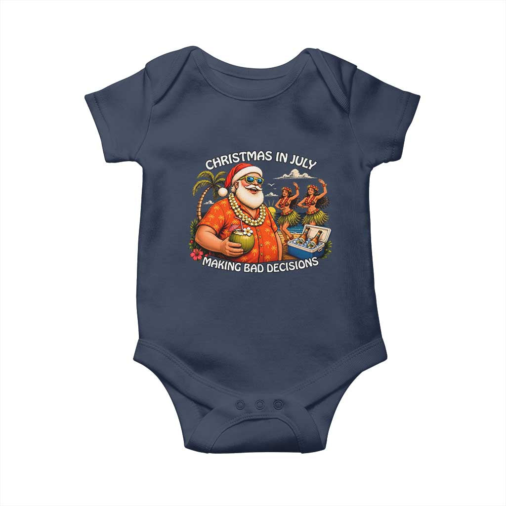 Funny Christmas in July Making Bad Decisions Baby Onesie Tropical Santa Hawaiian Summer Holiday Party
