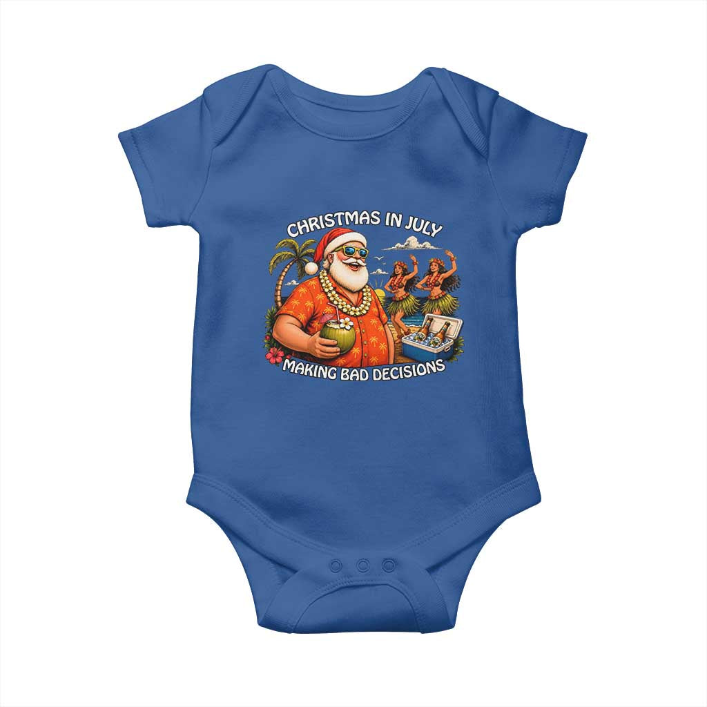 Funny Christmas in July Making Bad Decisions Baby Onesie Tropical Santa Hawaiian Summer Holiday Party