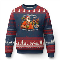 Funny Christmas in July Making Bad Decisions Ugly Christmas Sweater Tropical Santa Hawaiian Summer Holiday Party