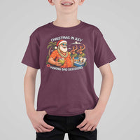 Funny Christmas in July Making Bad Decisions T Shirt For Kid Tropical Santa Hawaiian Summer Holiday Party