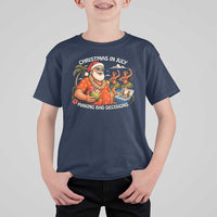 Funny Christmas in July Making Bad Decisions T Shirt For Kid Tropical Santa Hawaiian Summer Holiday Party