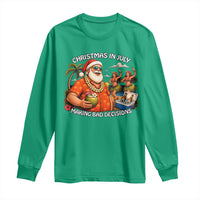 Funny Christmas in July Making Bad Decisions Long Sleeve Shirt Tropical Santa Hawaiian Summer Holiday Party