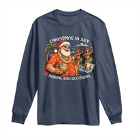 Funny Christmas in July Making Bad Decisions Long Sleeve Shirt Tropical Santa Hawaiian Summer Holiday Party