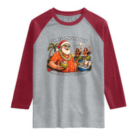 Funny Christmas in July Making Bad Decisions Raglan Shirt Tropical Santa Hawaiian Summer Holiday Party