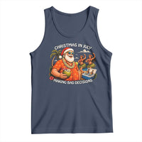 Funny Christmas in July Making Bad Decisions Tank Top Tropical Santa Hawaiian Summer Holiday Party