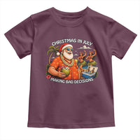 Funny Christmas in July Making Bad Decisions Toddler T Shirt Tropical Santa Hawaiian Summer Holiday Party
