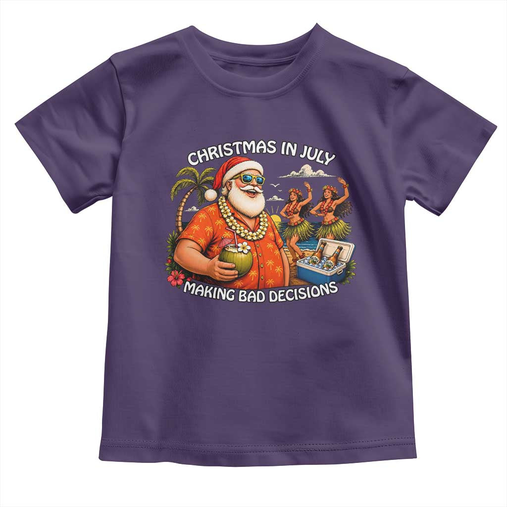 Funny Christmas in July Making Bad Decisions Toddler T Shirt Tropical Santa Hawaiian Summer Holiday Party