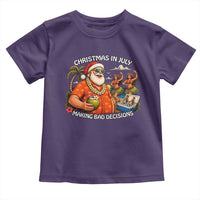 Funny Christmas in July Making Bad Decisions Toddler T Shirt Tropical Santa Hawaiian Summer Holiday Party