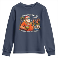Funny Christmas in July Making Bad Decisions Youth Sweatshirt Tropical Santa Hawaiian Summer Holiday Party