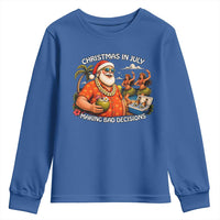 Funny Christmas in July Making Bad Decisions Youth Sweatshirt Tropical Santa Hawaiian Summer Holiday Party