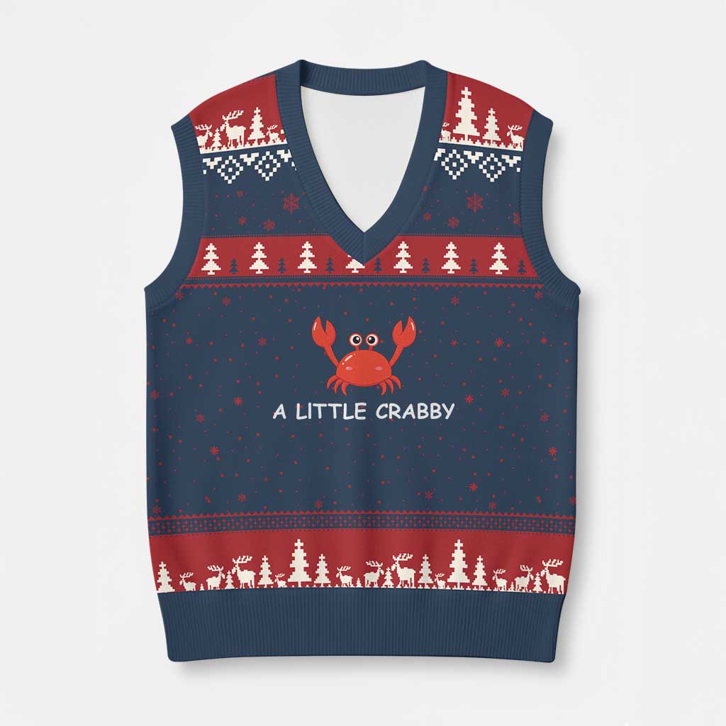 A Little Crabby V-Neck Knit Sweater Vest Minimalist Beach Meme Summer Aesthetic