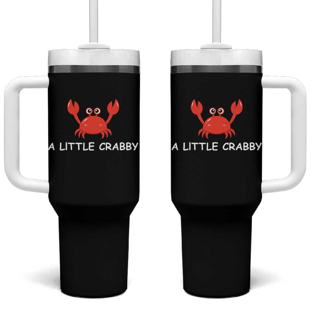 A Little Crabby Tumbler With Handle Minimalist Beach Meme Summer Aesthetic