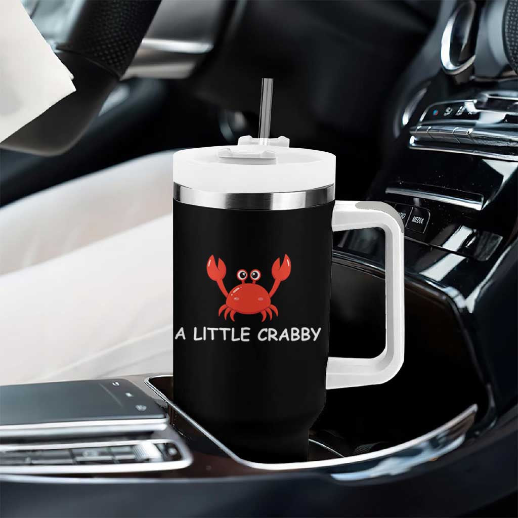 A Little Crabby Tumbler With Handle Minimalist Beach Meme Summer Aesthetic